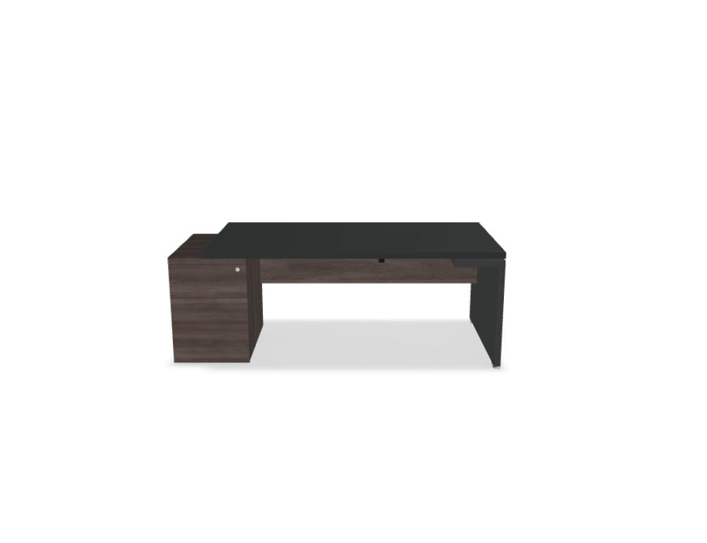 Mito Fenix Chefschreibtisch von Mdd mit dunkler Platte, Sideboard und markantem Design für moderne Büros