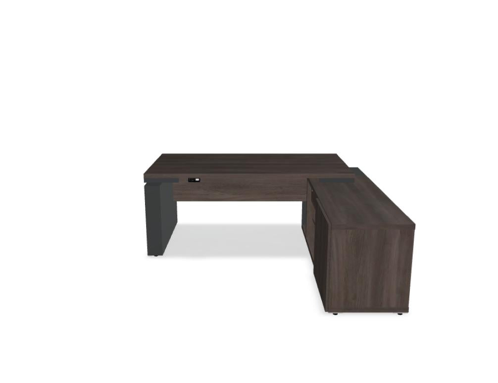 Bild zeigt den Mito MIT28RP Schreibtisch von MDD: elegantes, höhenverstellbares Design mit minimalistischer Stahlbasis und heller Holzschreibplatte; ideale Arbeitsfläche für ergonomische Sitz-/Steh-Arbeit.