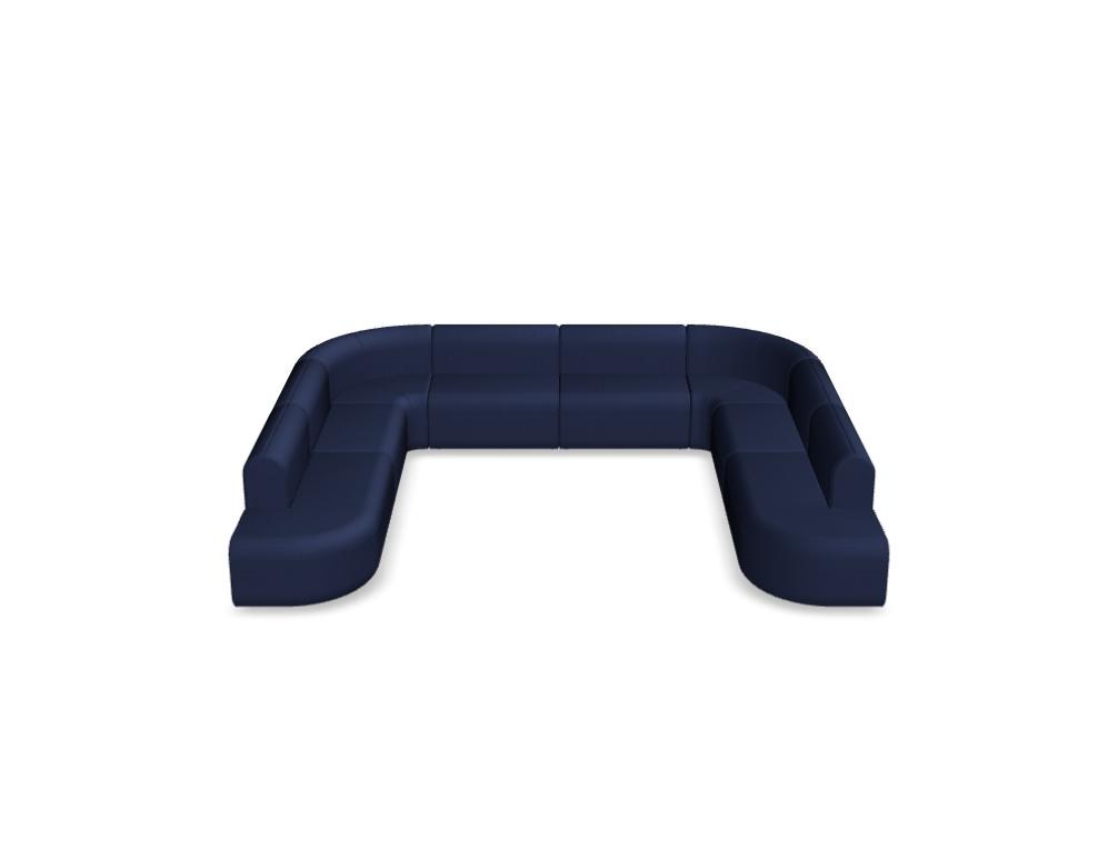Modulares Sofa Artiko von Mdd in Hellgrau mit gepolsterter Sitz- und Rückenfläche, Metallgestell und abgerundeten Formen.