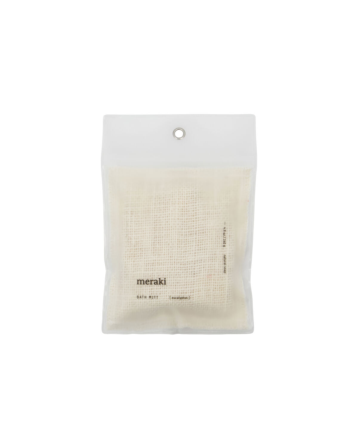 Eucalyptus-Badewäsche von Meraki, 140 g, ideal für eine sanfte Hautreinigung und ein erfrischendes Spa-Erlebnis zu Hause.