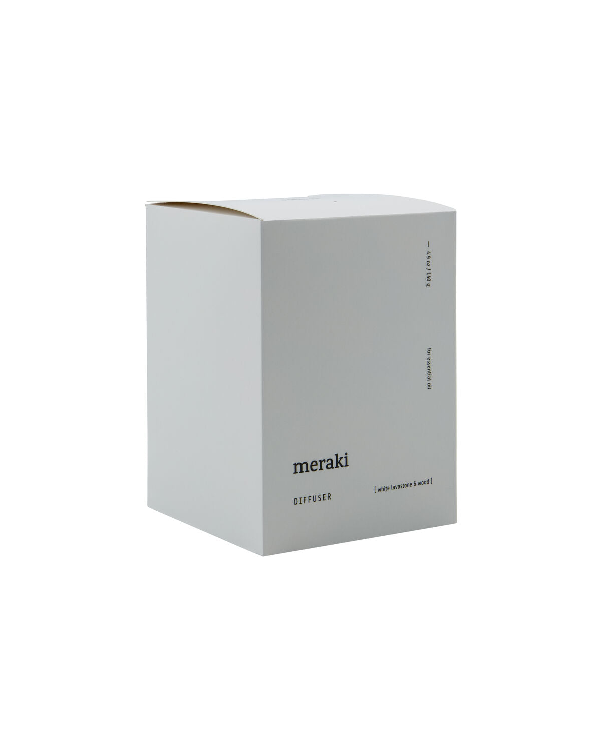 Eleganter Raumduft in Weiß mit MKLavastone & wood von Meraki, ideal für eine entspannende Atmosphäre und stilvolle Wohnräume.