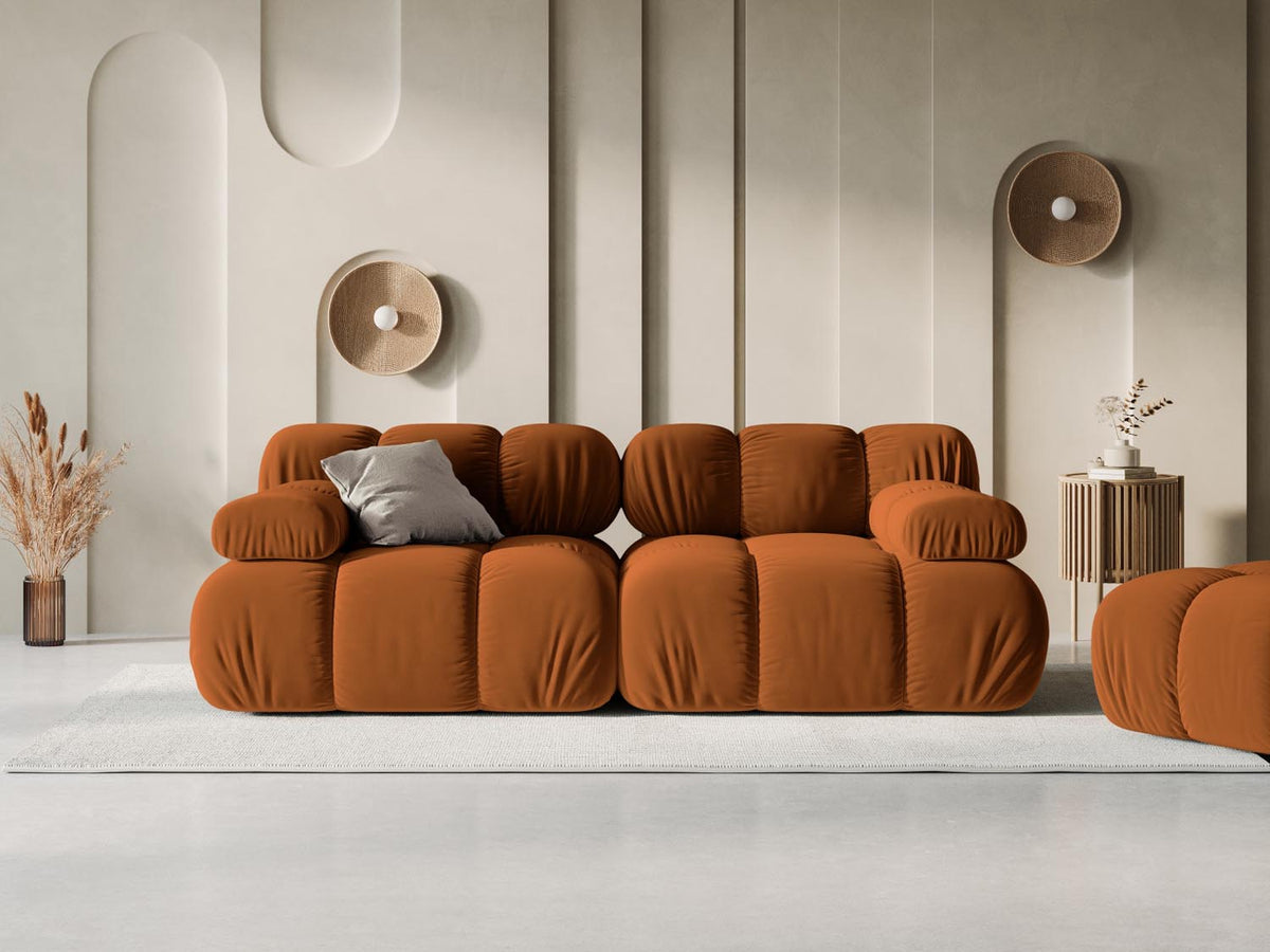 Bellis Velour modulares Sofa 2 Sitzer 94cm in Terracotta-Bluvel präsentiert im Onlineshop von KAQTU Design AG. 3er Sofa ist von Micadoni