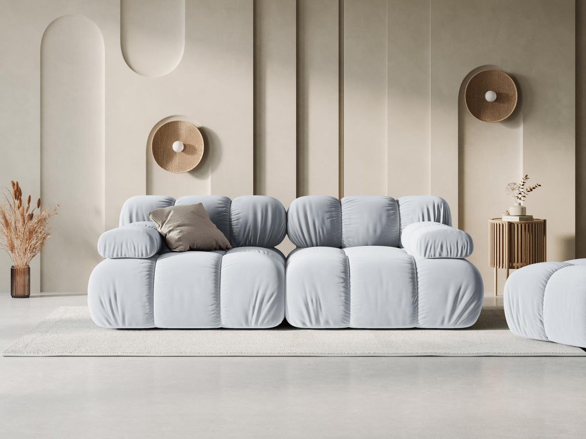 Bellis Velour modulares Sofa 2 Sitzer 94cm in Light Blue-Bluvel präsentiert im Onlineshop von KAQTU Design AG. 3er Sofa ist von Micadoni