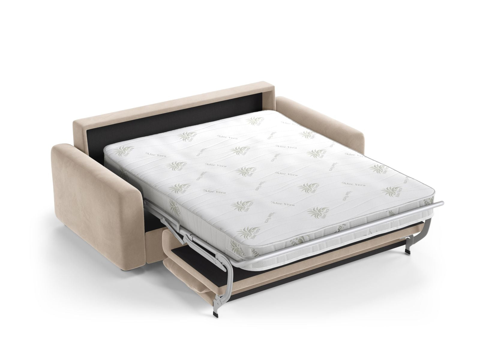 Beige 3-Sitzer Sofa David von Micadoni, stilvolles Bettsofa mit komfortabler Schlaffunktion, ideal für Gäste und gemütliche Stunden.