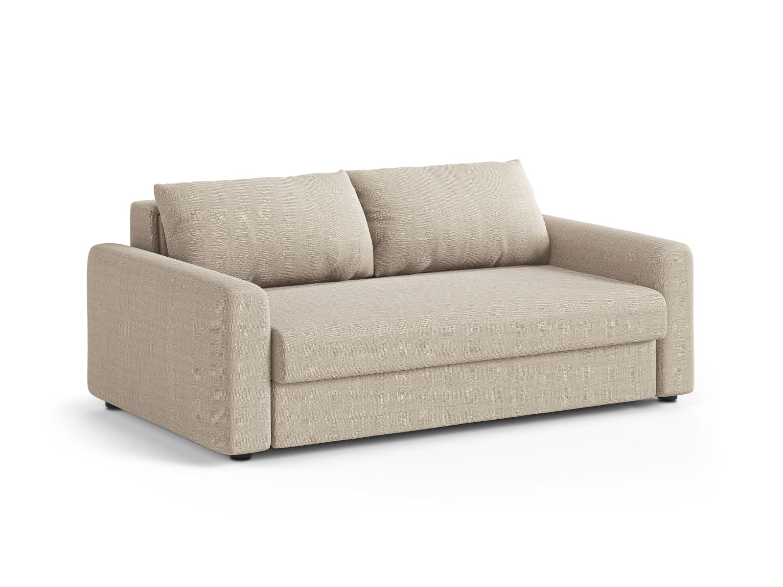 Beige 3-Sitzer Sofa David von Micadoni, vielseitig einsetzbar mit Schlaffunktion, ideal für Wohn- und Gästezimmer.