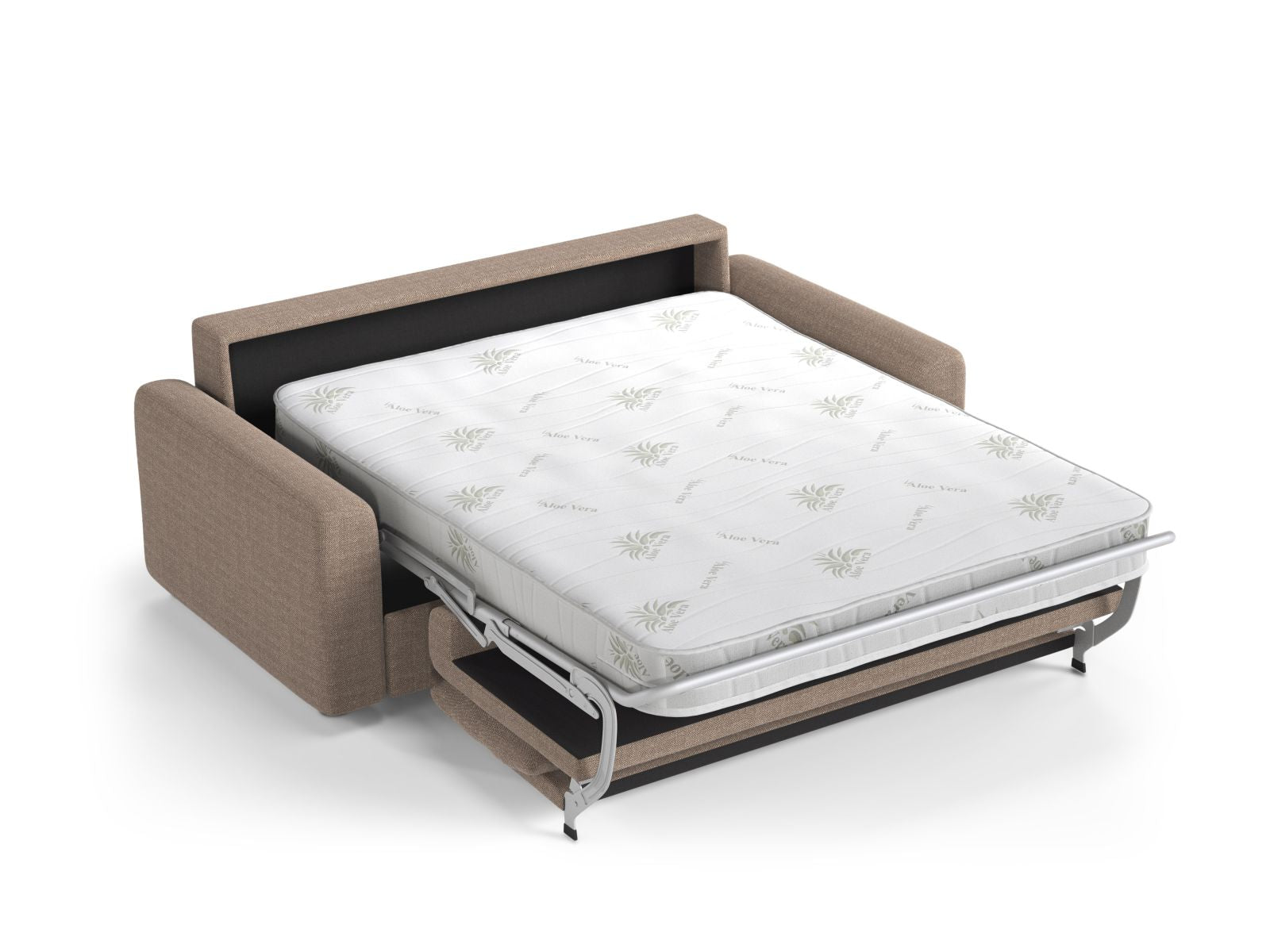 Elegantes 3-Sitzer Sofa David in warmem Braun, ideal als Schlafsofa für Gäste und gemütliche Abende im modernen Wohnraum.
