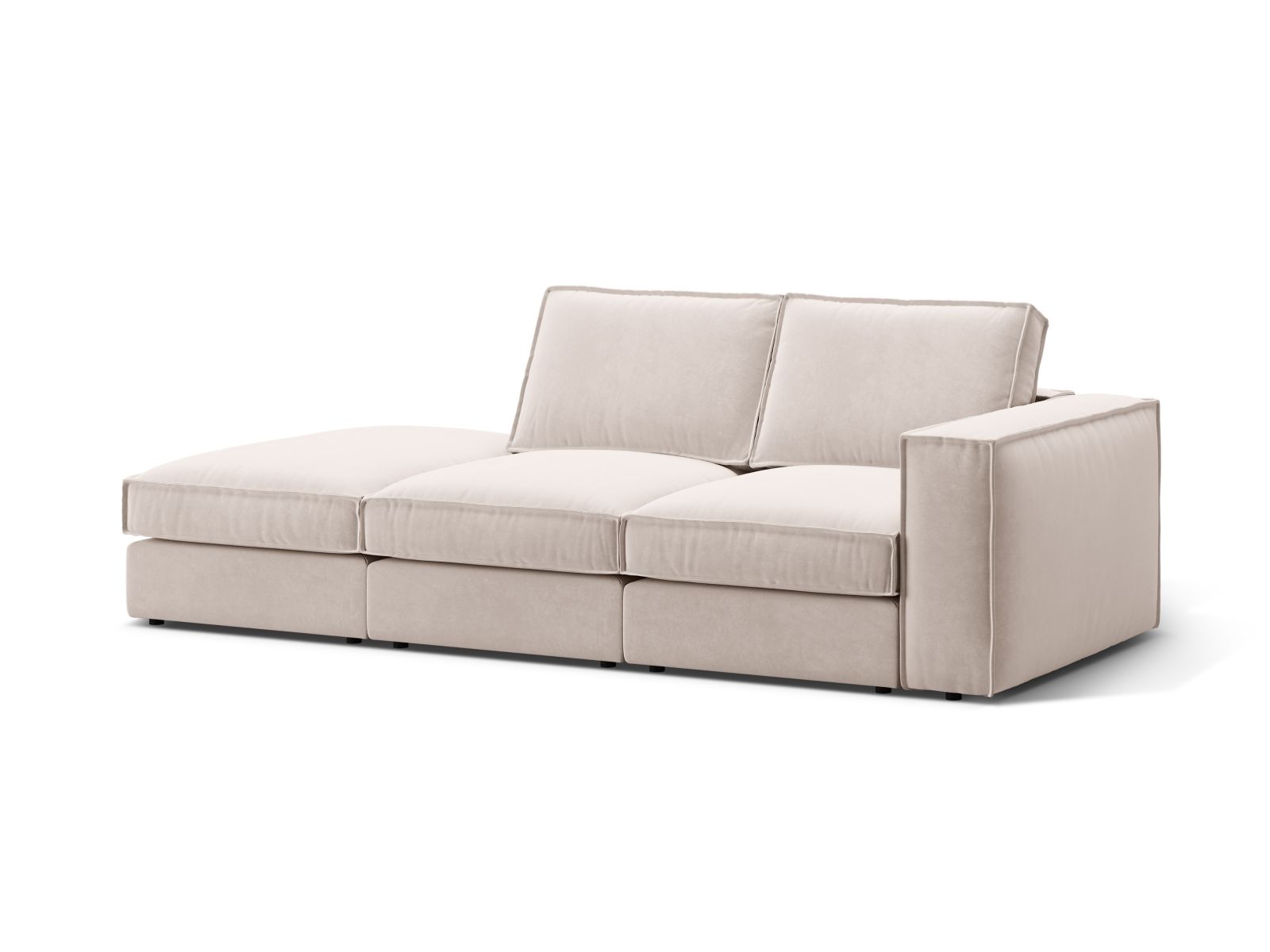 Beige 3-Sitzer Sofa Pola Open End links von Micadoni, modernes und elegantes Design für stilvolle Wohnräume.