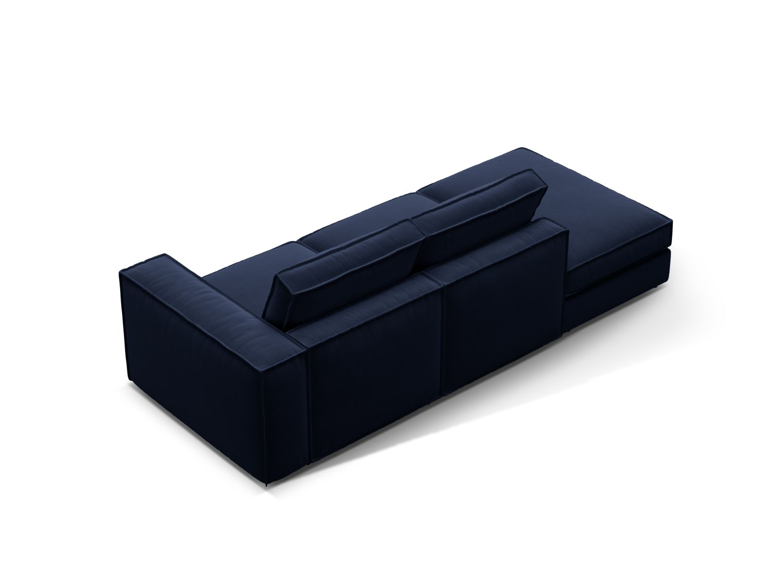 Elegantes 3-Sitzer Sofa Pola Open End links in Royal Blue, ideal für moderne Wohnräume und stilvolle Entspannungsecken.