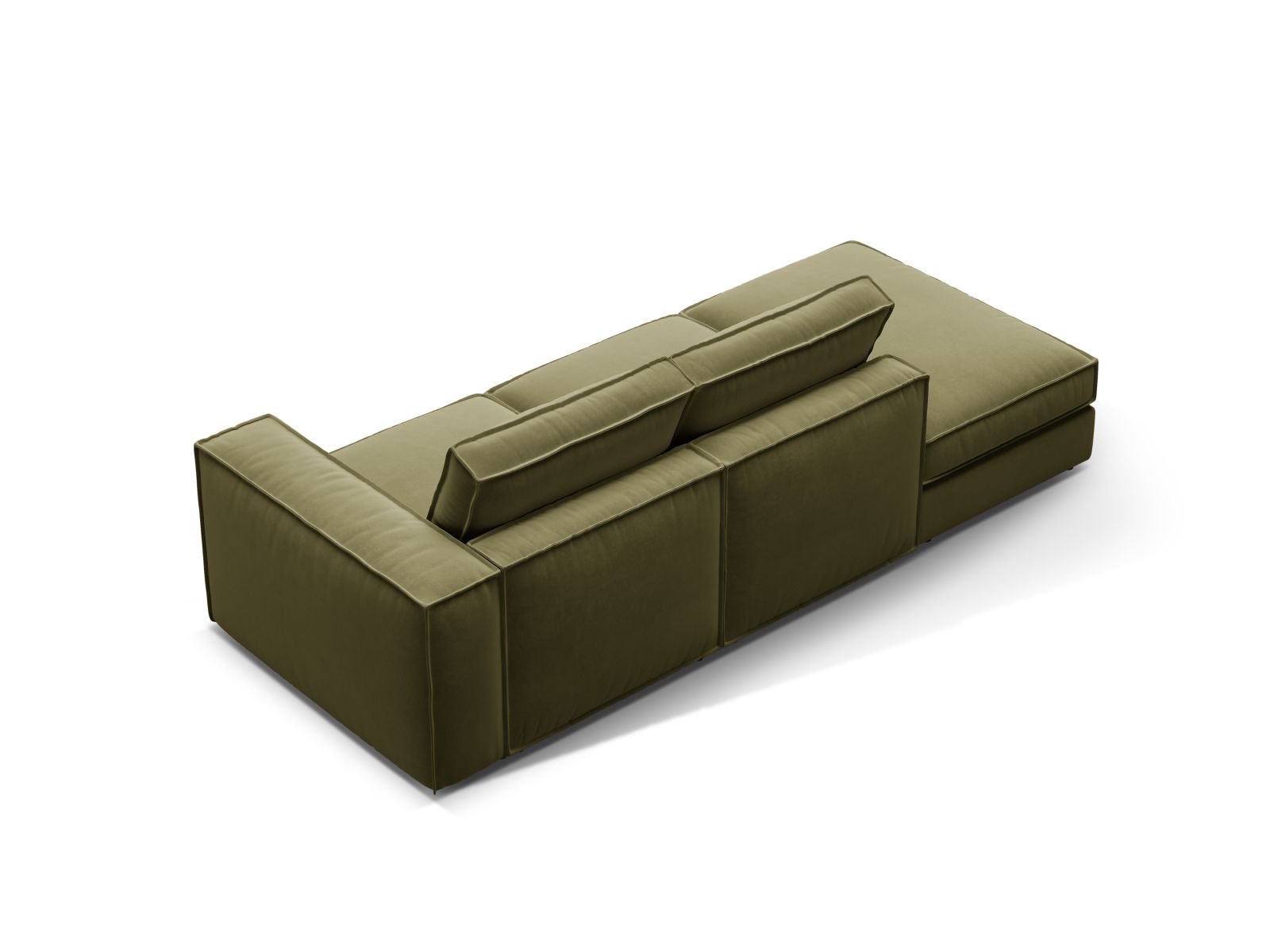 Elegantes 3-Sitzer Sofa Pola Open End links in modernem Grün, ideal für gemütliche Wohnräume und stilvolle Akzente.