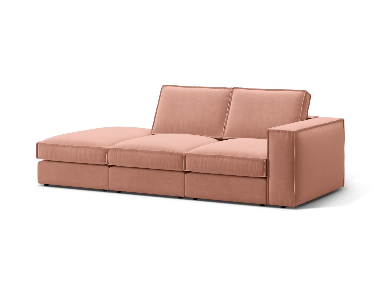 Stylisches 3-Sitzer Sofa Pola Open End links in Pink-Salvador, ideal für moderne Wohnräume, erhältlich bei KAQTU Design AG.