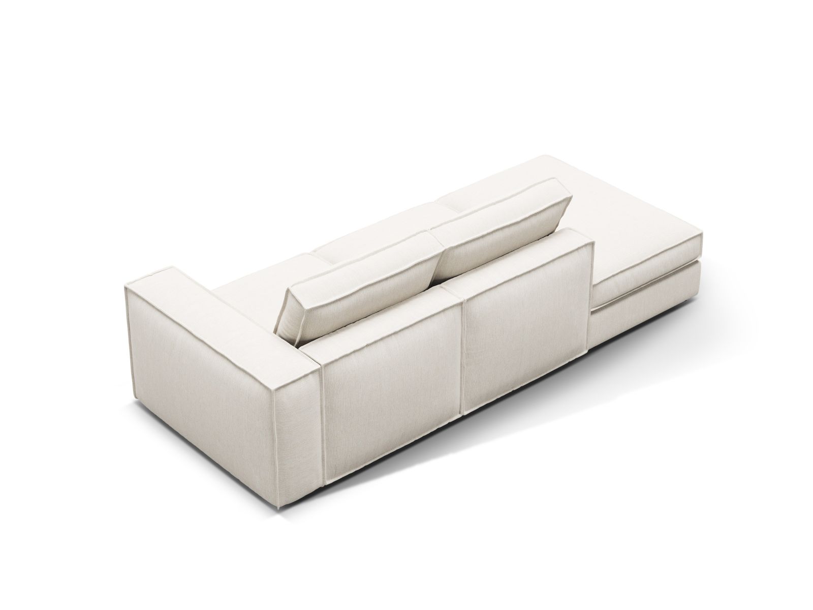 Elegantes 3-Sitzer Sofa Open End links Pola in klassischem Weiß, ideal für einladende Wohnräume und entspannte Stunden.