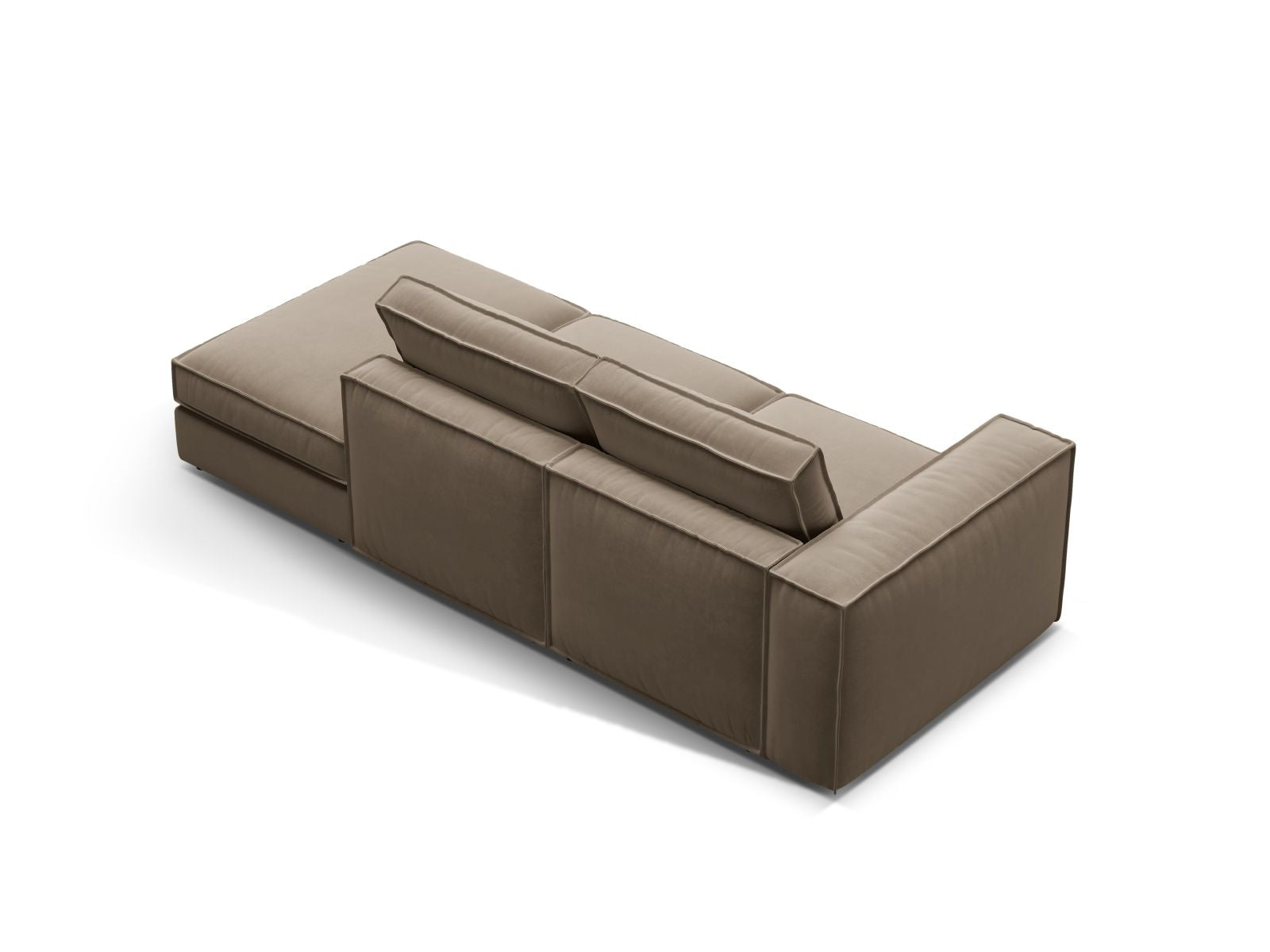 Elegantes 3-Sitzer Sofa Pola in Grau-Braun, mit offenem Ende rechts, ideal für stilvolle Wohnräume und modernes Ambiente.