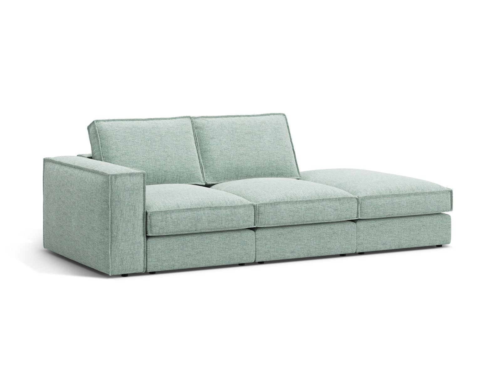 Elegantes 3-Sitzer Ecksofa Open End rechts in Mint-Babel, stilvoll und modern, ideal für jedes Wohnzimmer, von Micadoni.
