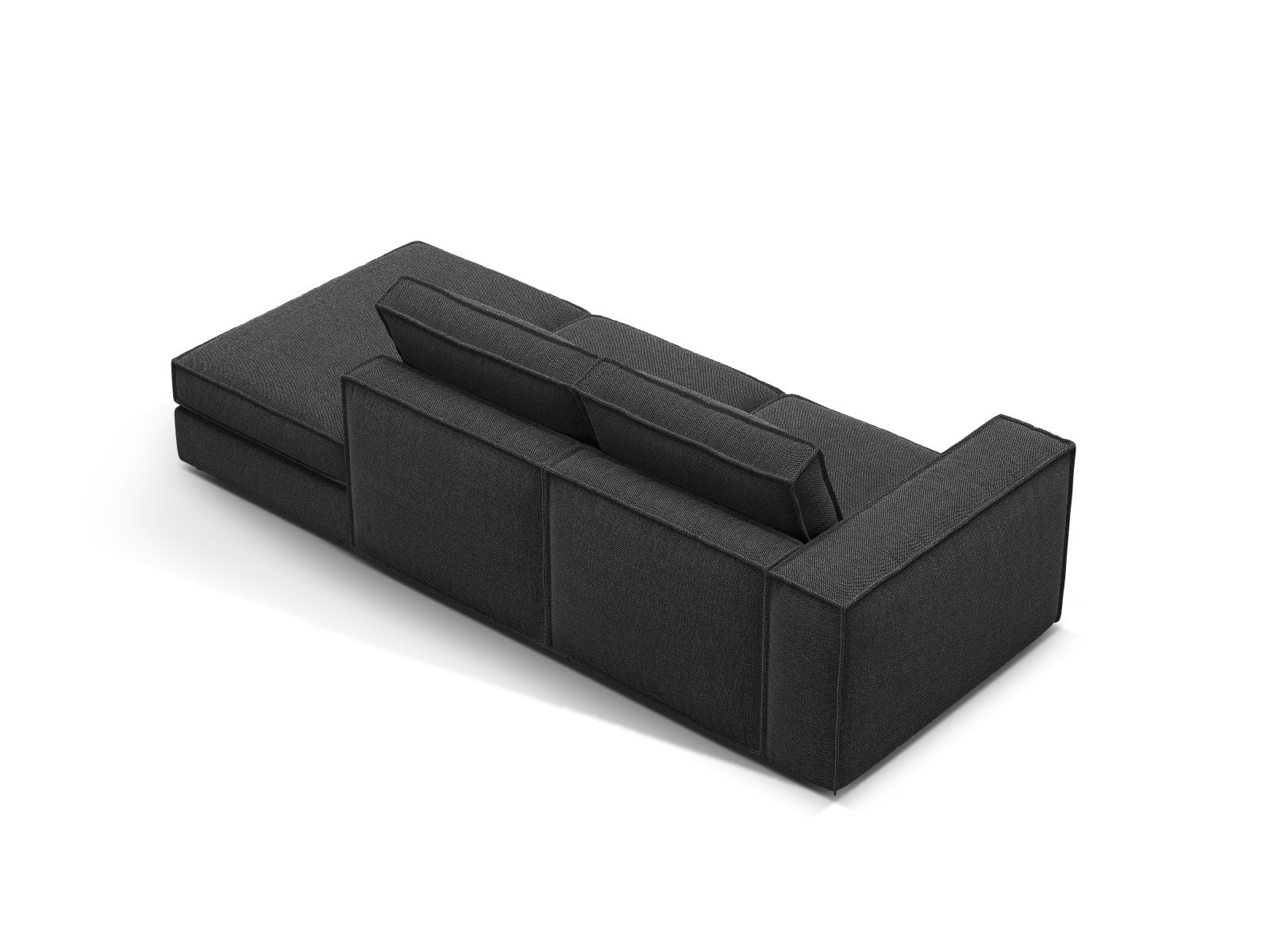 Elegantes 3-Sitzer Ecksofa Open End rechts Pola in zeitlosem Schwarz, ideal für moderne Wohnräume und entspannte Stunden.