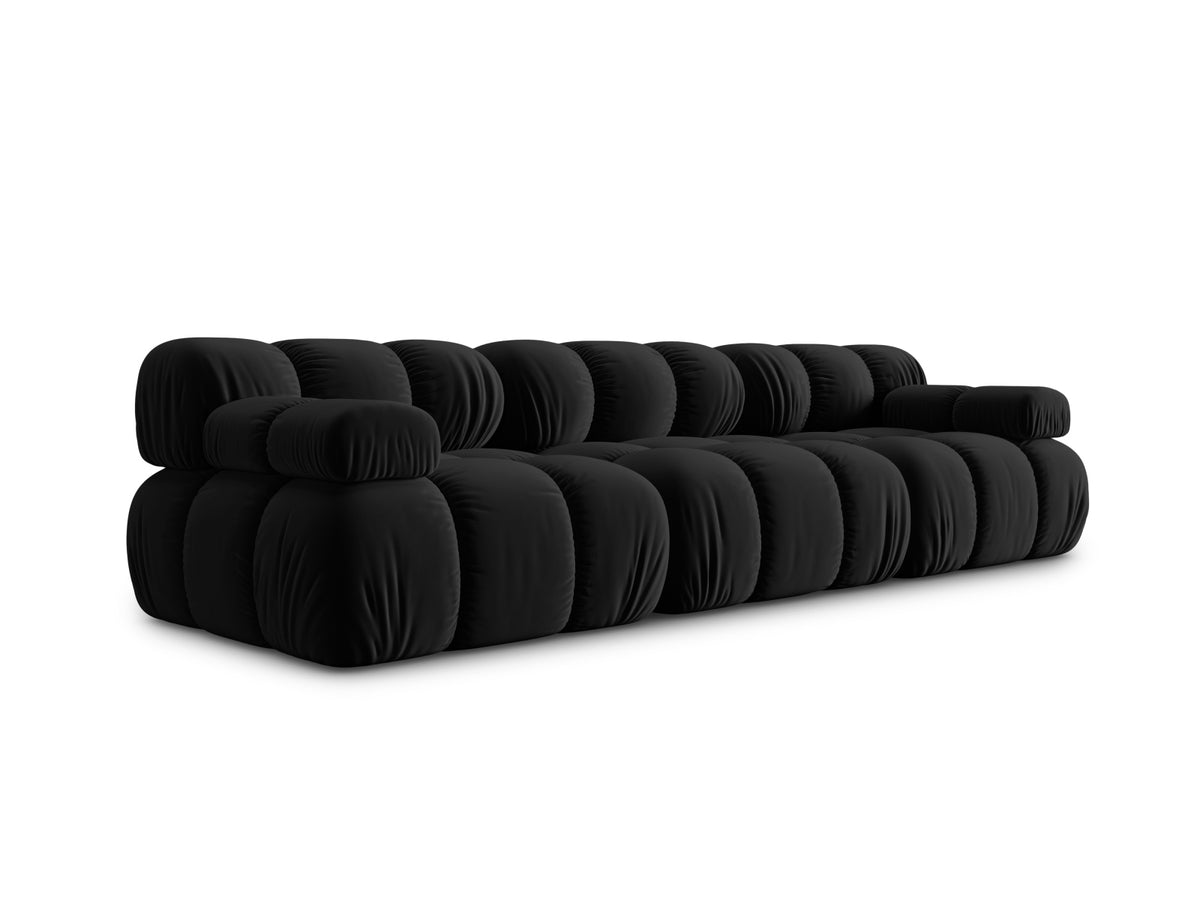 Bellis Velour modulares Sofa 3 Sitzer 94cm in Black-Bluvel präsentiert im Onlineshop von KAQTU Design AG. 3er Sofa ist von Micadoni