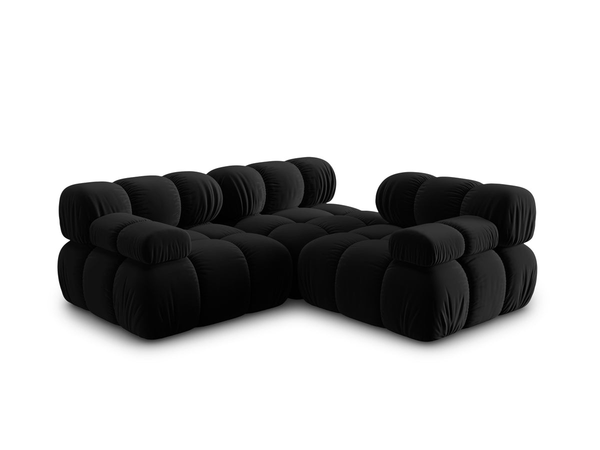 Bellis Velour modulares Sofa 3 Sitzer 94cm in Black-Bluvel präsentiert im Onlineshop von KAQTU Design AG. 3er Sofa ist von Micadoni