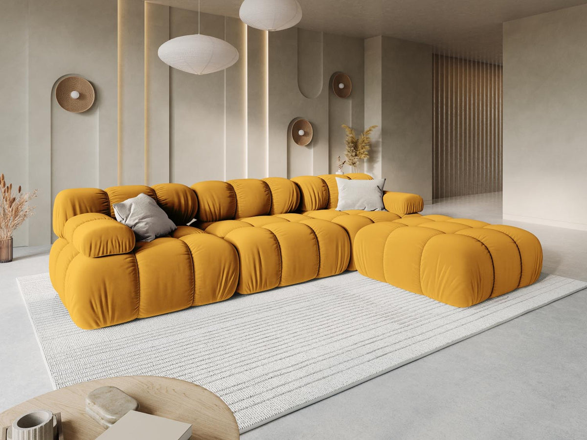 Bellis Velour modulares Sofa 3 Sitzer 94cm in Yellow-Bluvel präsentiert im Onlineshop von KAQTU Design AG. 3er Sofa ist von Micadoni