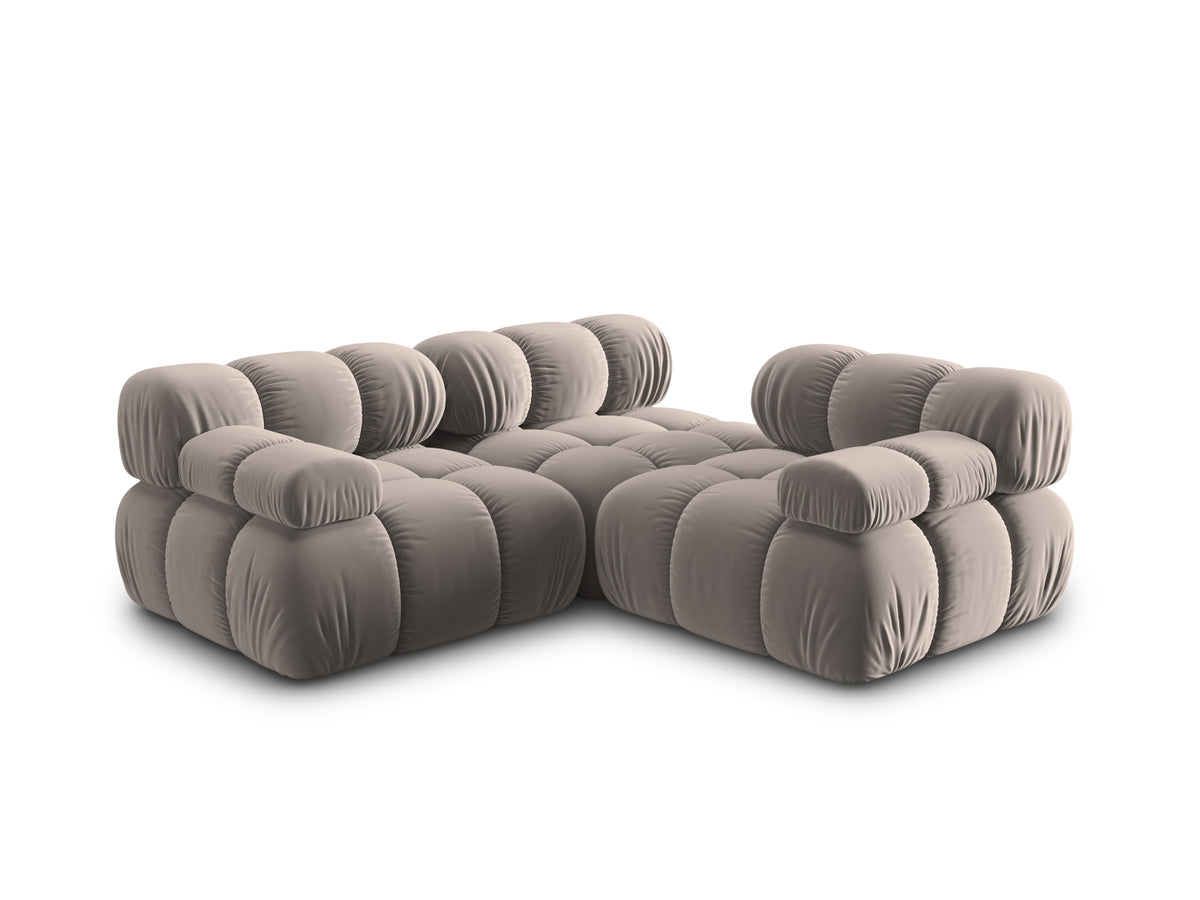 Bellis Velour modulares Sofa 3 Sitzer 94cm in Cappuccino-Bluvel präsentiert im Onlineshop von KAQTU Design AG. 3er Sofa ist von Micadoni