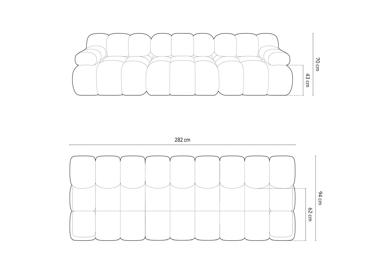 Bellis Velour modulares Sofa 3 Sitzer 94cm in Dark Beige-Bluvel präsentiert im Onlineshop von KAQTU Design AG. 3er Sofa ist von Micadoni
