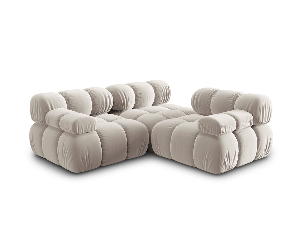 Bellis Velour modulares Sofa 3 Sitzer 94cm in Dark Beige-Bluvel präsentiert im Onlineshop von KAQTU Design AG. 3er Sofa ist von Micadoni