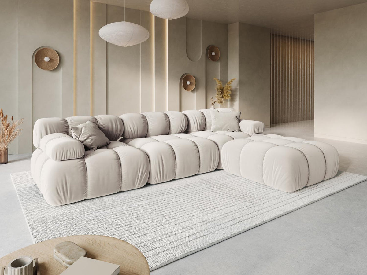 Bellis Velour modulares Sofa 3 Sitzer 94cm in Dark Beige-Bluvel präsentiert im Onlineshop von KAQTU Design AG. 3er Sofa ist von Micadoni