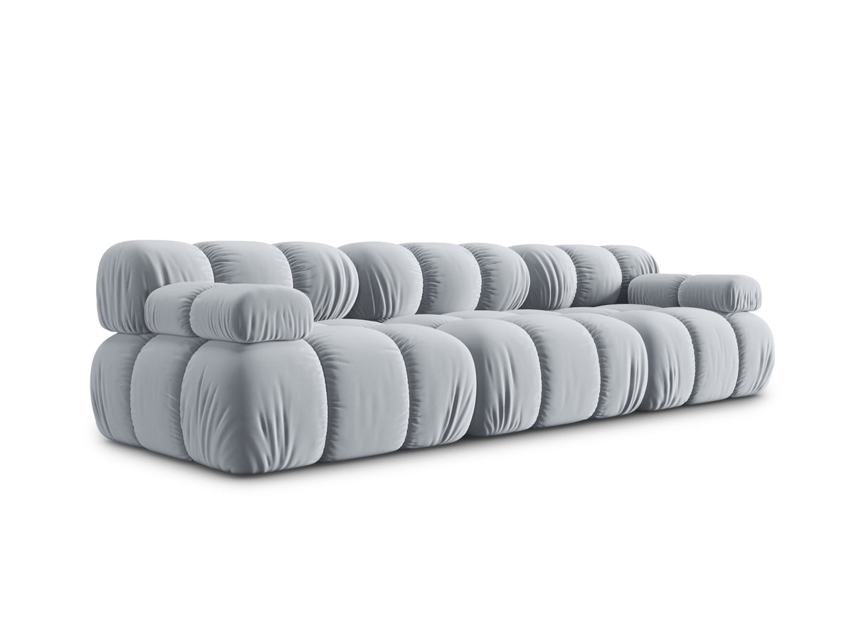 Bellis Velour modulares Sofa 3 Sitzer 94cm in Light Blue-Bluvel präsentiert im Onlineshop von KAQTU Design AG. 3er Sofa ist von Micadoni