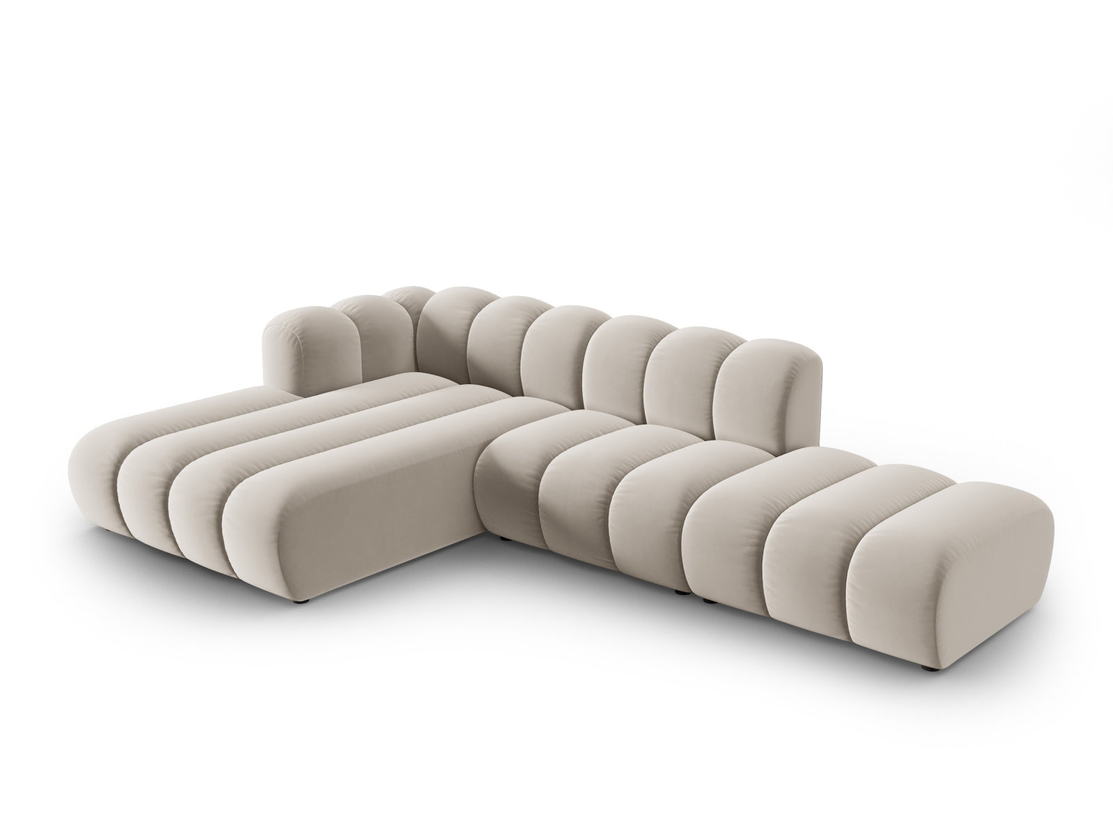 Lupine Velour modulares Ecksofa open links 5 Sitzer in Beige präsentiert im Onlineshop von KAQTU Design AG. L-Sofa links ist von Micadoni