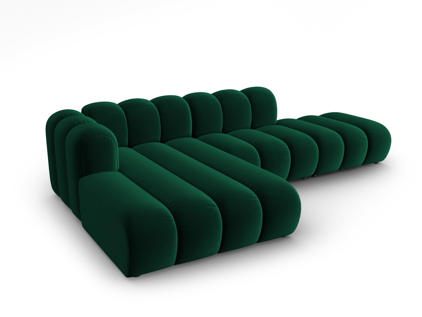 Modulares Ecksofa Lupine in edlem Flaschengrün, 5-Sitzer, linksseitig, perfekt für moderne Wohnkonzepte von Micadoni.
