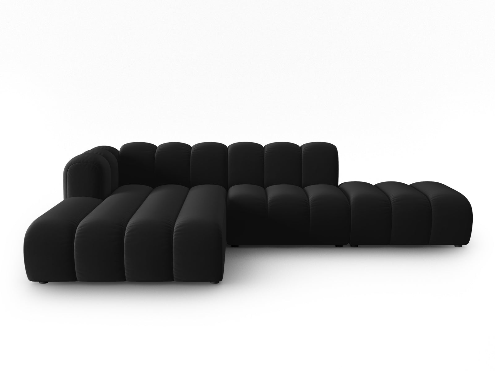 Lupine Velour modulares Ecksofa open links 5 Sitzer in Black-Salvador präsentiert im Onlineshop von KAQTU Design AG. L-Sofa links ist von Micadoni