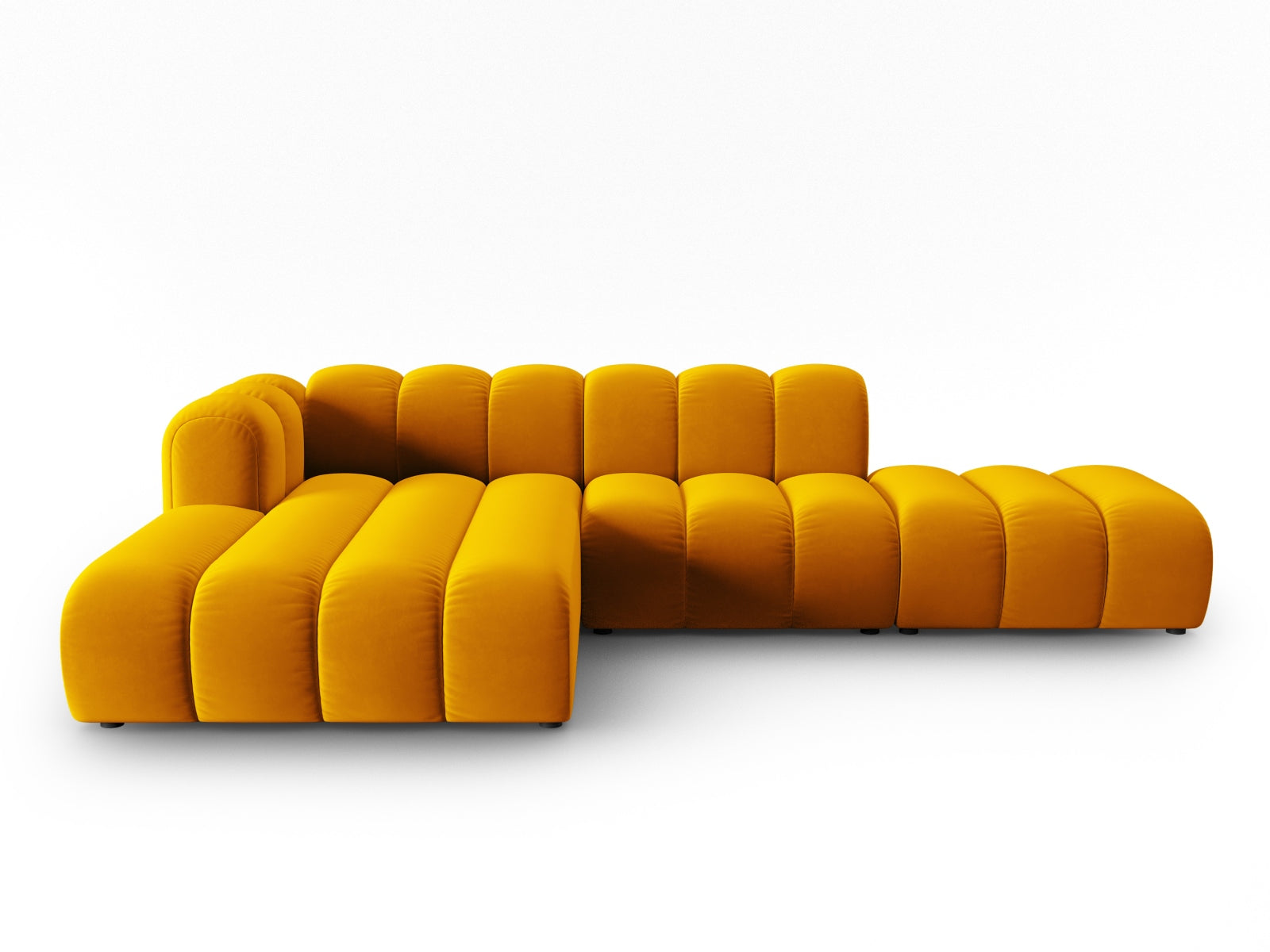 Lupine Velour modulares Ecksofa open links 5 Sitzer in Yellow-Salvador präsentiert im Onlineshop von KAQTU Design AG. L-Sofa links ist von Micadoni