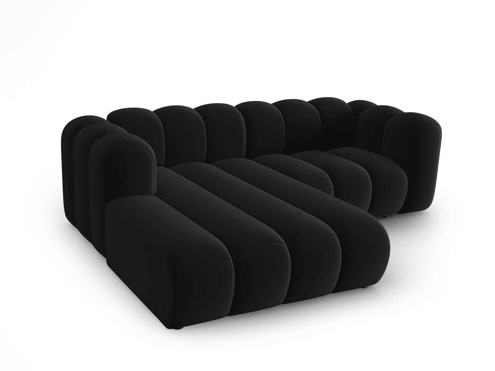 Stilvolles, linksseitiges 3-Sitzer Ecksofa aus Velours, modular und vielseitig, perfekt für moderne Wohnkonzepte von Micadoni.