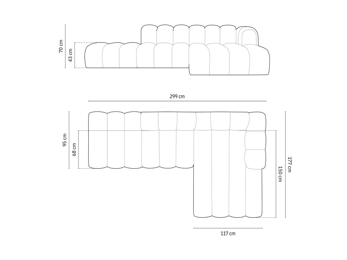 Lupine Velour modulares Ecksofa open rechts 5 Sitzer in Royal Blue-Salvador präsentiert im Onlineshop von KAQTU Design AG. L-Sofa rechts ist von Micadoni