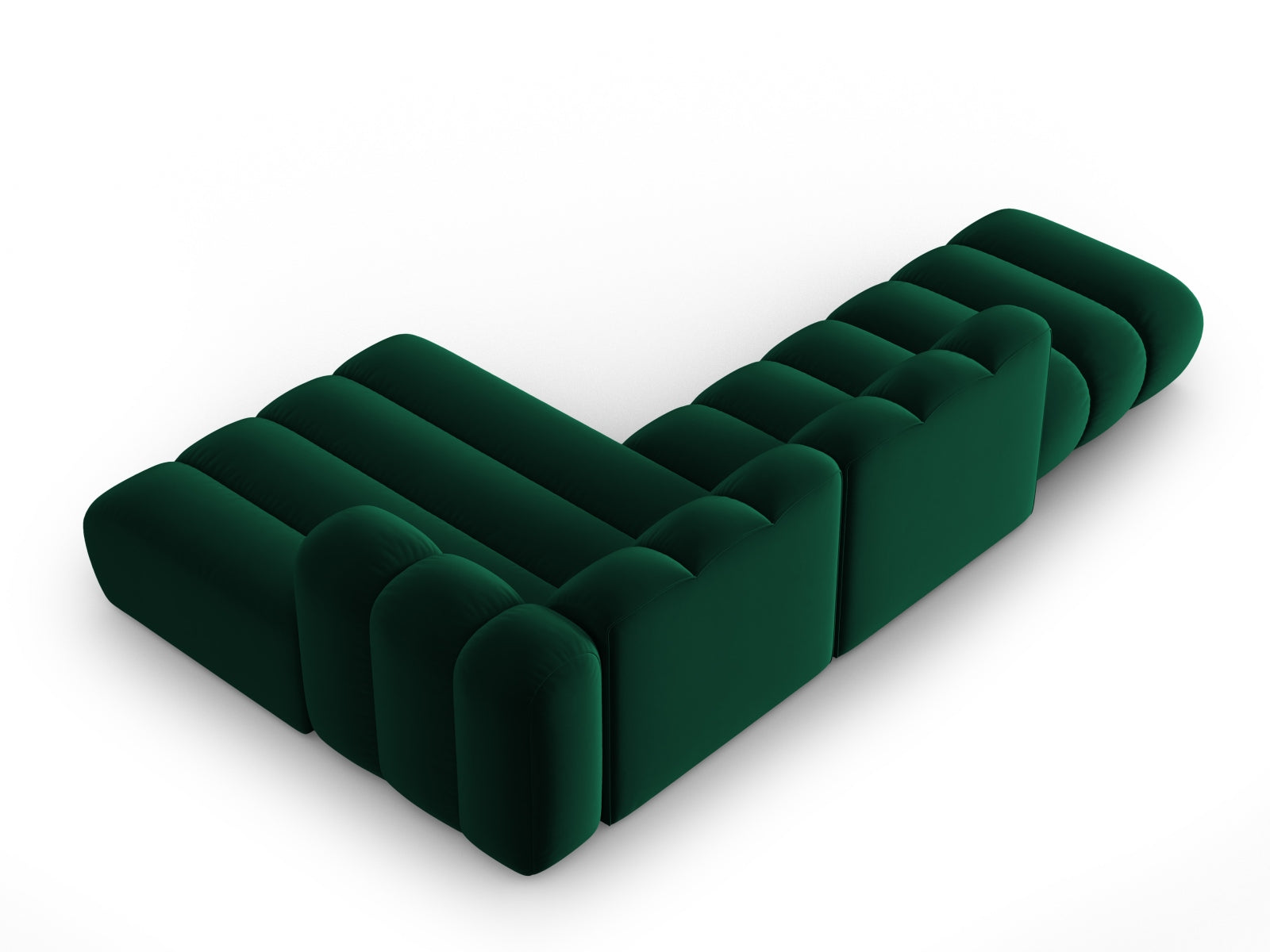 Elegantes, modulares Ecksofa in Bottle Green, 5-Sitzer, perfekt für stilvolle Wohnräume und gesellige Abende.
