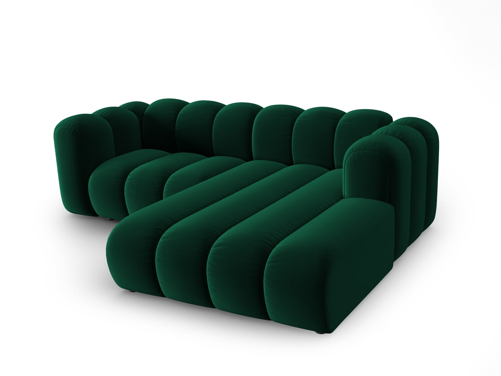 Modulares Ecksofa in edlem Bottle Green, 3-Sitzer, perfekt für moderne Wohnkonzepte, angeboten von Micadoni.
