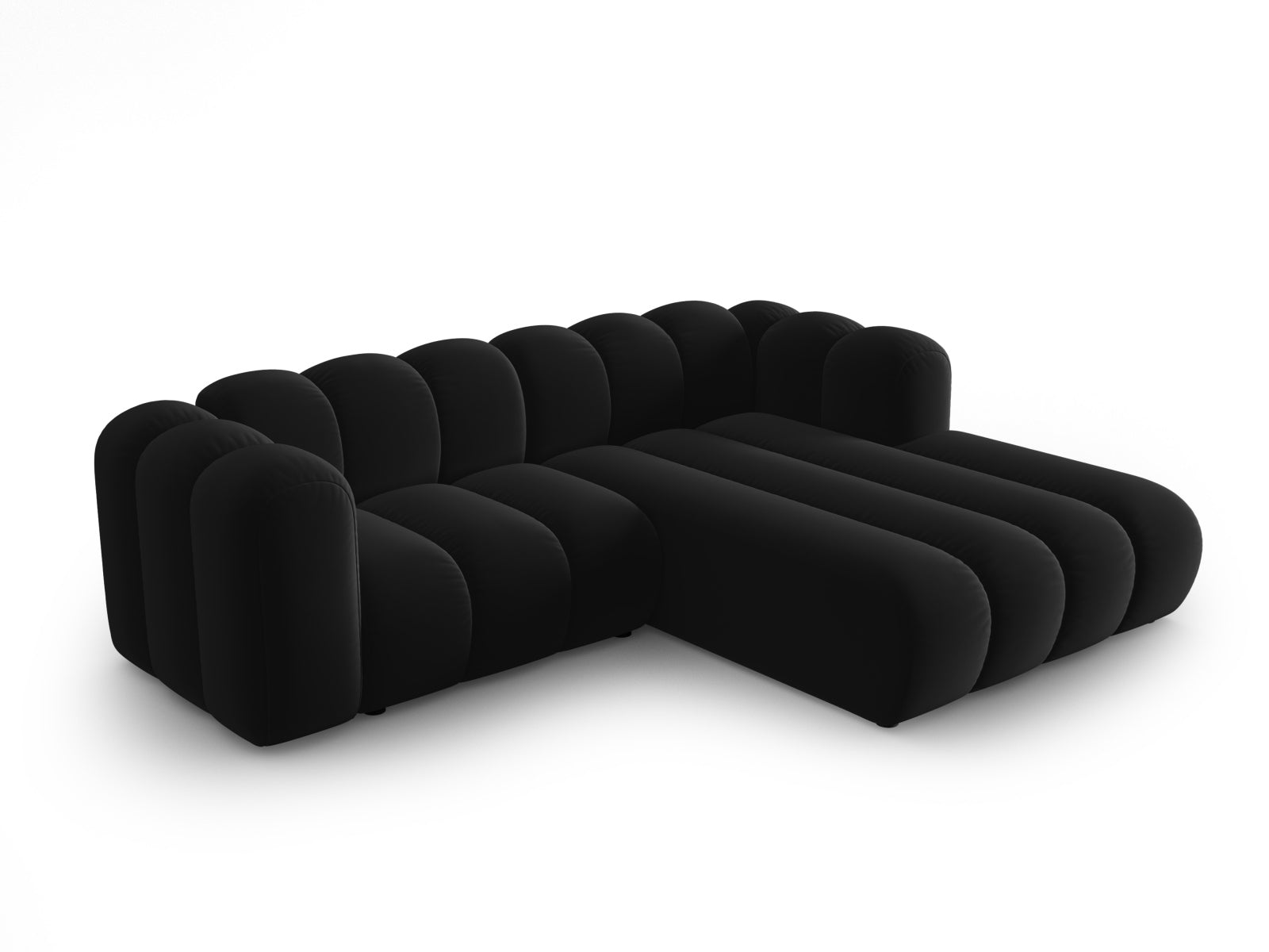 Elegantes, modulares Ecksofa in Velours mit 3 Sitzen, rechtsseitig, ideal für stilvolle Wohnräume. Hochwertige Verarbeitung von Micadoni.