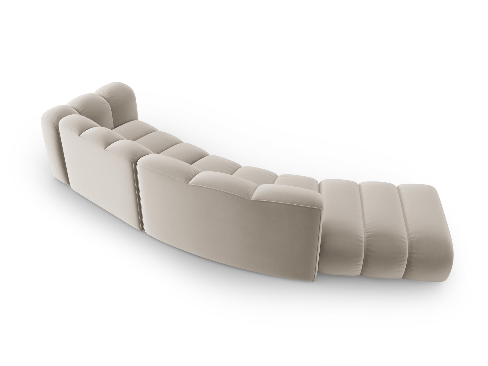 Beige modulares 5-Sitzer Sofa Lupine Velour von Micadoni, elegantes L-Sofa für stilvolle Wohnräume, perfekt für Entspannung und Geselligkeit.