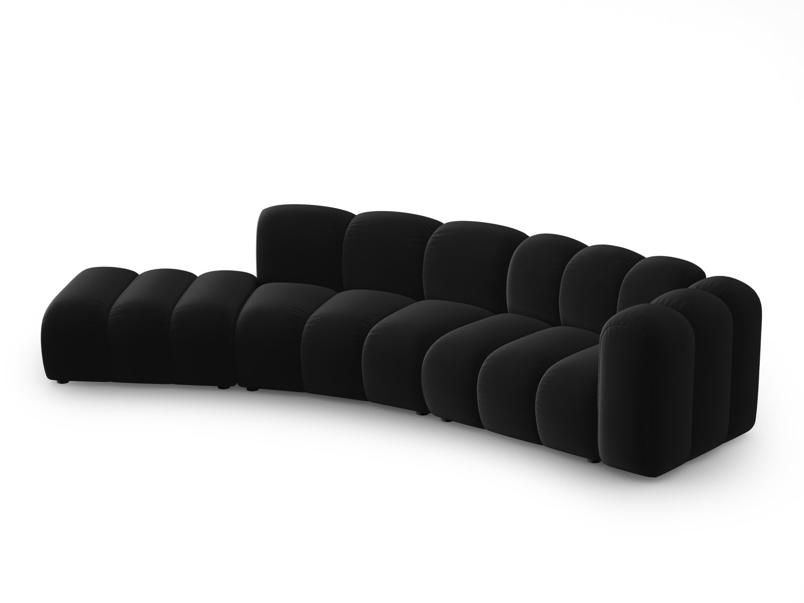 Lupine Velour modulares Sofa links 5 Sitzer in Black-Salvador präsentiert im Onlineshop von KAQTU Design AG. L-Sofa links ist von Micadoni