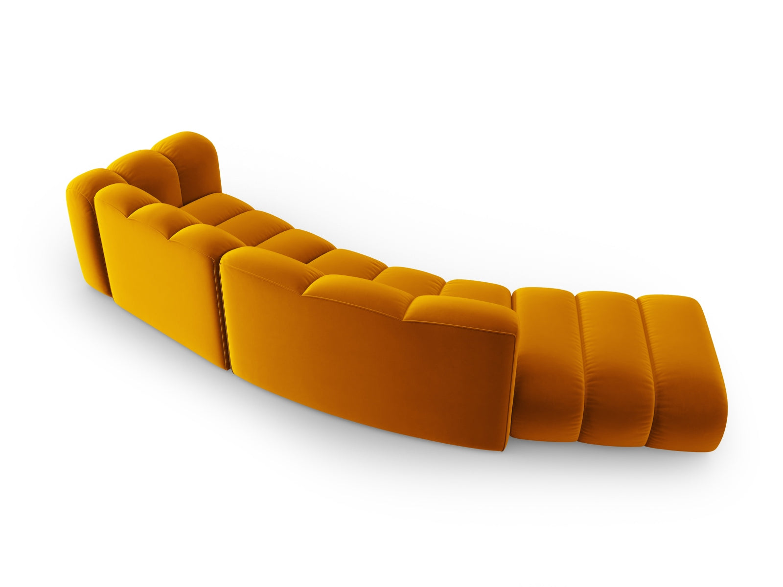 Modulares 5-Sitzer Sofa in weichem Velours, linksseitig gestaltet, perfekt für moderne und gemütliche Wohnumgebungen.
