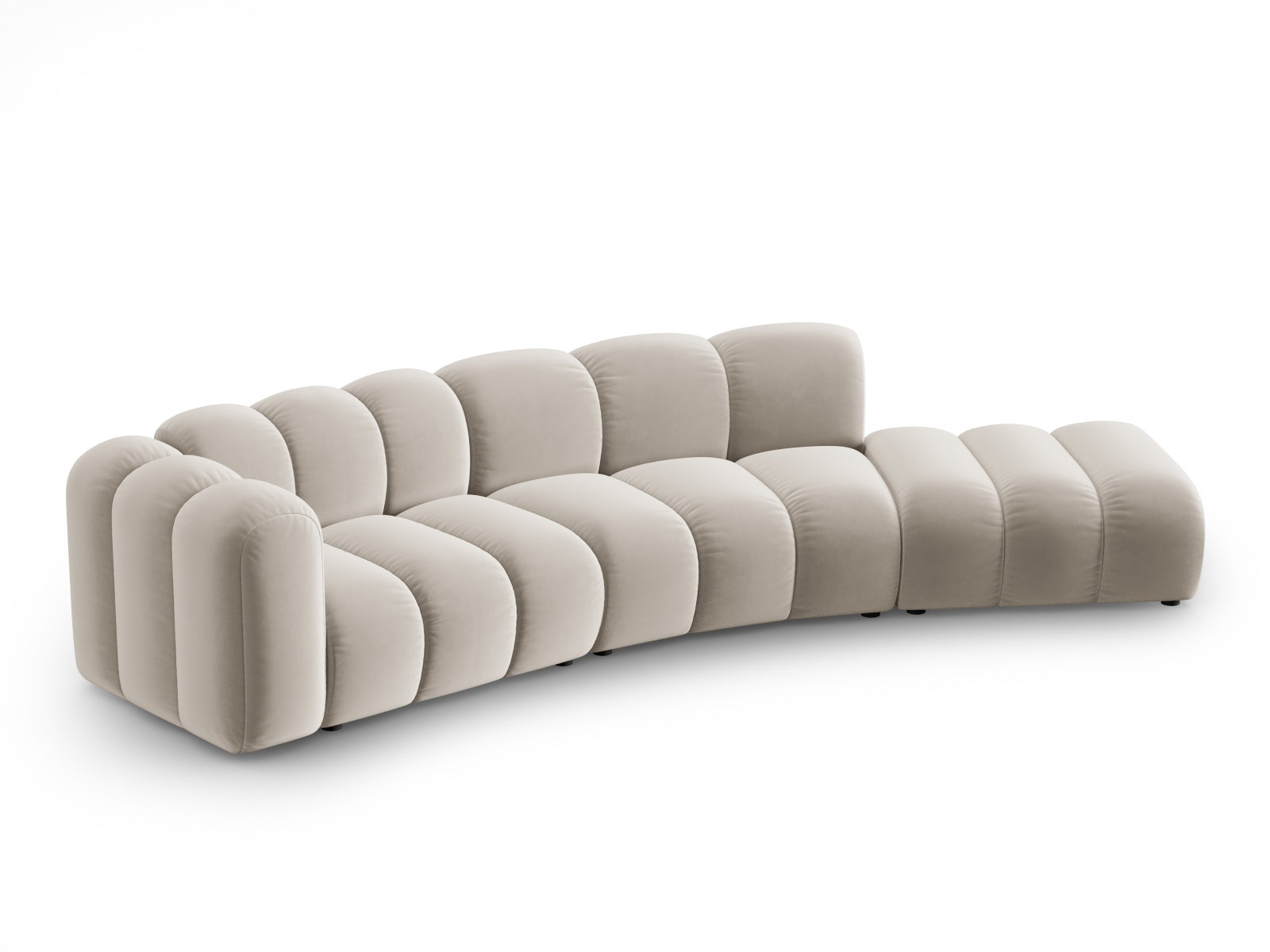 Lupine Velour modulares Sofa rechts 5 Sitzer in Beige-Salvador präsentiert im Onlineshop von KAQTU Design AG. L-Sofa rechts ist von Micadoni