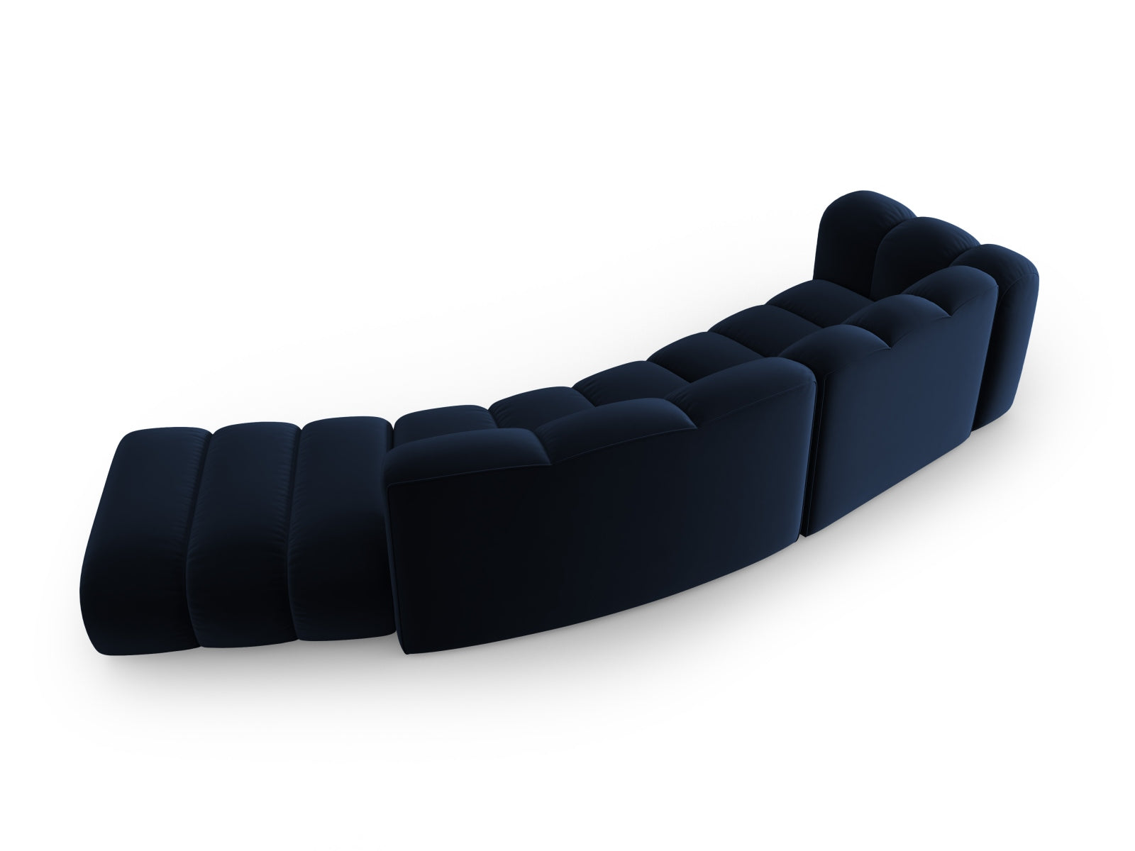 Modulares 5-Sitzer Sofa in Royal Blue-Salvador von Micadoni, perfekt für moderne Wohnräume, bietet Komfort und Stil.