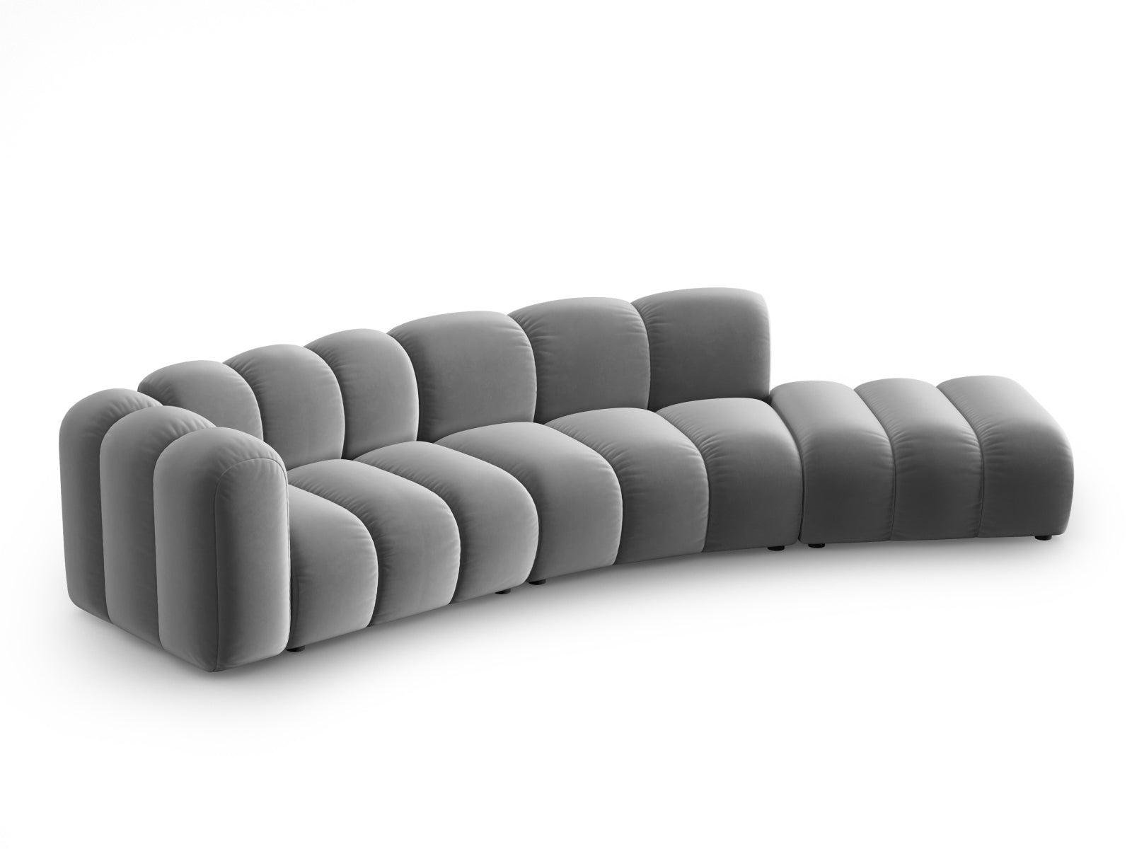 Lupine Velour modulares Sofa rechts 5 Sitzer in Grey-Salvador präsentiert im Onlineshop von KAQTU Design AG. L-Sofa rechts ist von Micadoni