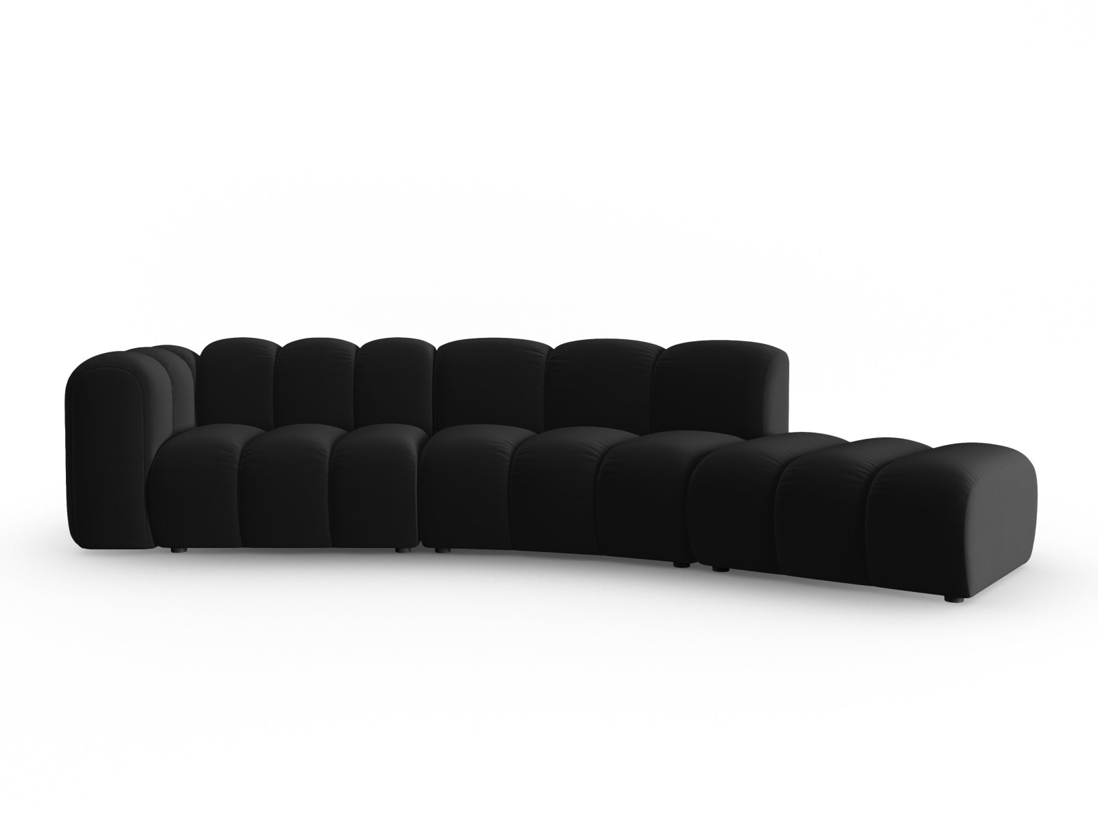 Elegantes, modulares 5-Sitzer Sofa in Velours mit rechter L-Form, ideal für stilvolle Wohnräume, präsentiert von Micadoni.