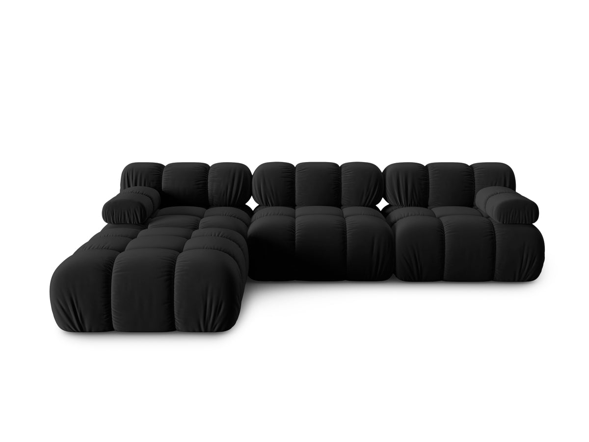 Bellis Velour modulares Sofa 4 Sitzer 188cm in Black-Bluvel präsentiert im Onlineshop von KAQTU Design AG. L-Sofa links ist von Micadoni