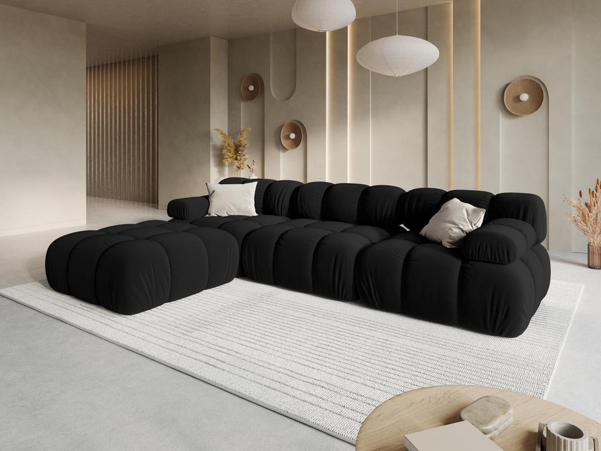 Bellis Velour modulares Sofa 4 Sitzer 188cm in Black-Bluvel präsentiert im Onlineshop von KAQTU Design AG. L-Sofa links ist von Micadoni