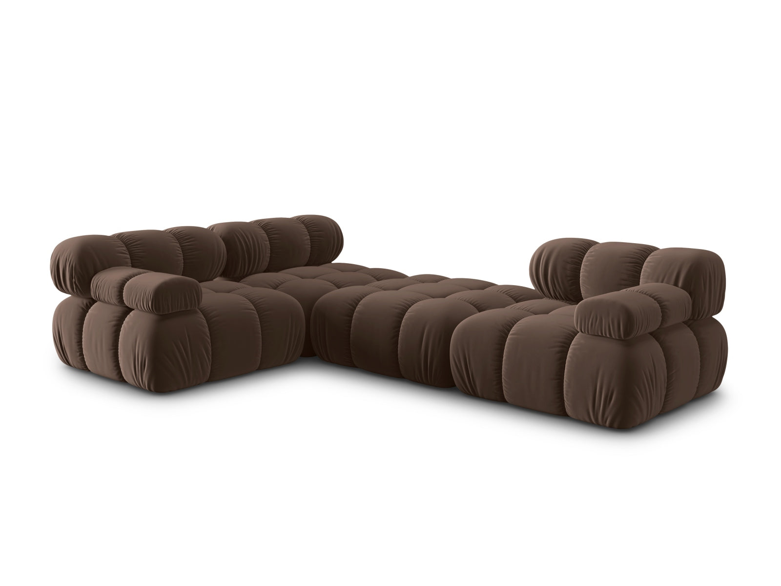 Modulares Bellis Velour Sofa in sanftem Braun, 4-Sitzer, 188 cm, linksseitig, perfekt für gemütliche und moderne Wohnkonzepte.