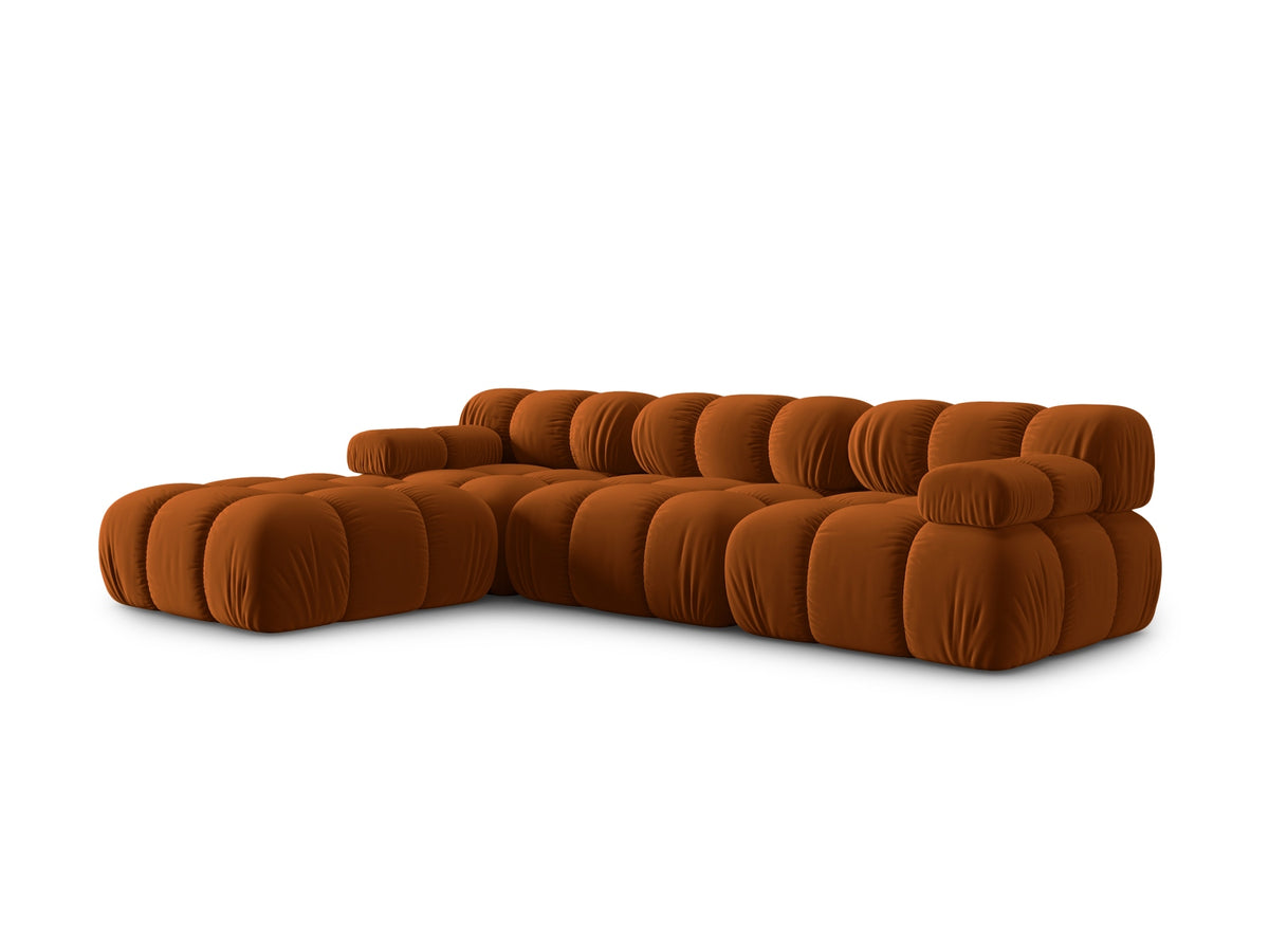 Bellis Velour modulares Sofa 4 Sitzer 188cm in Terracotta-Bluvel präsentiert im Onlineshop von KAQTU Design AG. L-Sofa links ist von Micadoni