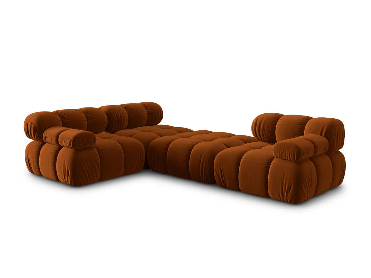 Bellis Velour modulares Sofa 4 Sitzer 188cm in Terracotta-Bluvel präsentiert im Onlineshop von KAQTU Design AG. L-Sofa links ist von Micadoni