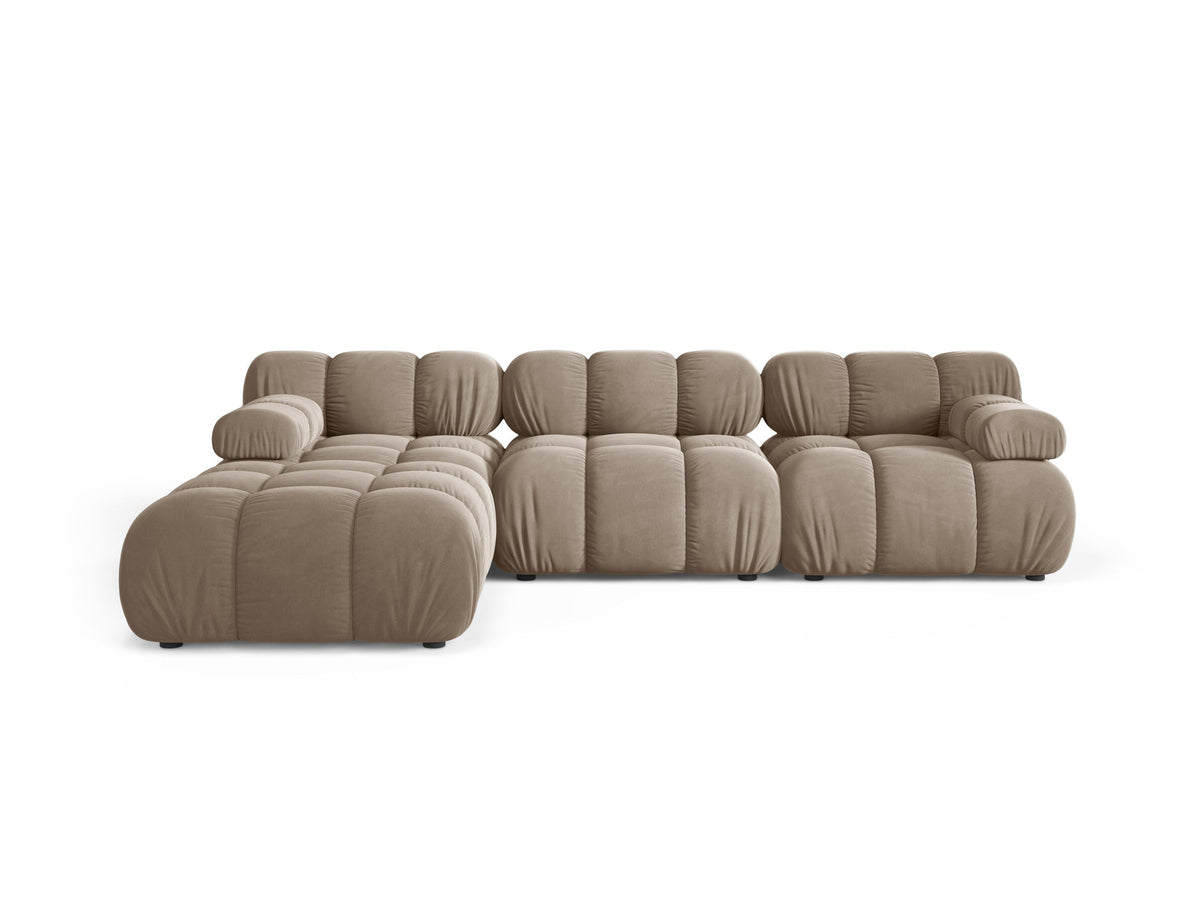Bellis Velour modulares Sofa 4 Sitzer 188cm in Cappuccino-Bluvel präsentiert im Onlineshop von KAQTU Design AG. L-Sofa links ist von Micadoni