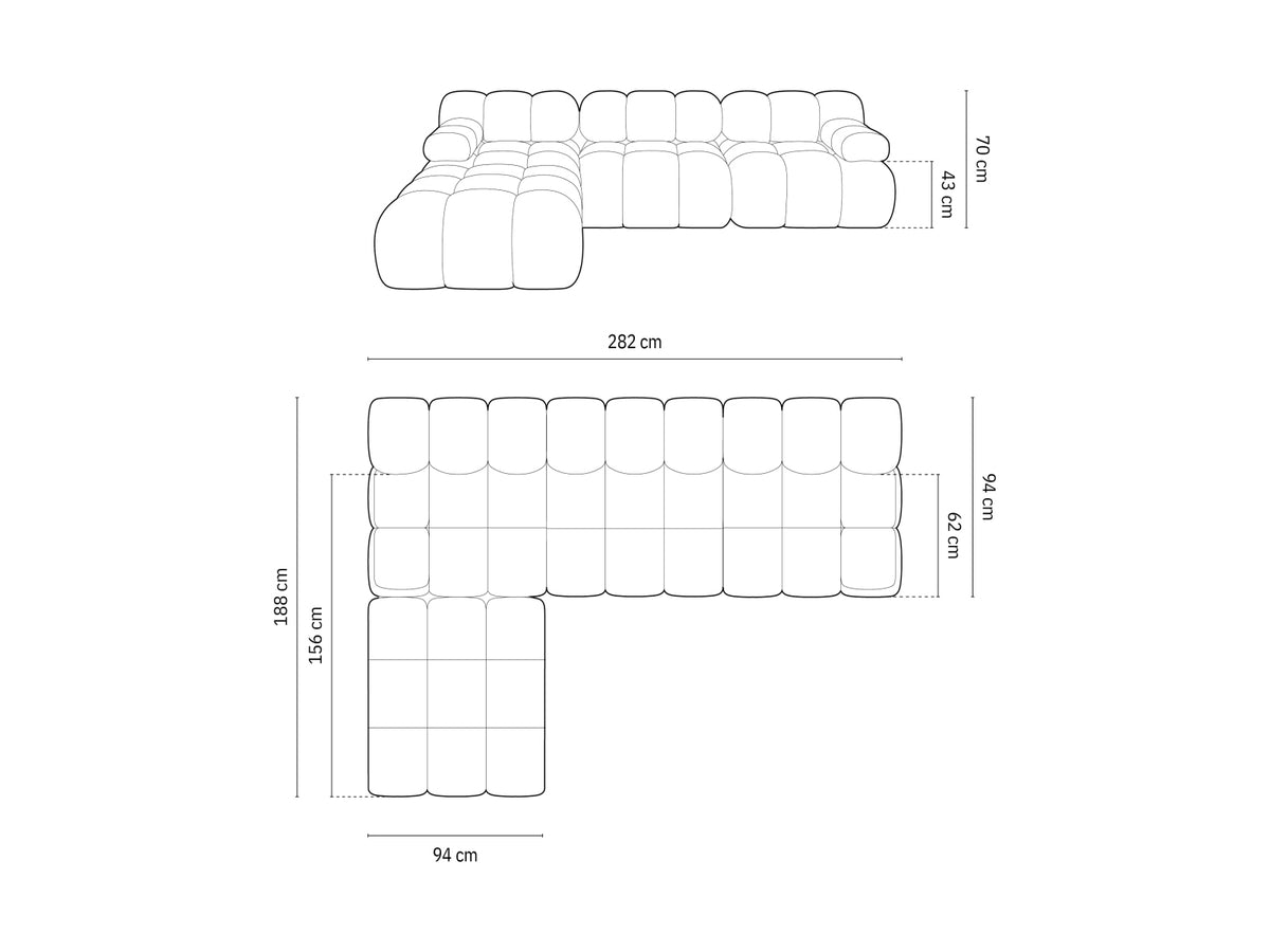 Bellis Velour modulares Sofa 4 Sitzer 188cm in Dark Beige-Bluvel präsentiert im Onlineshop von KAQTU Design AG. L-Sofa links ist von Micadoni