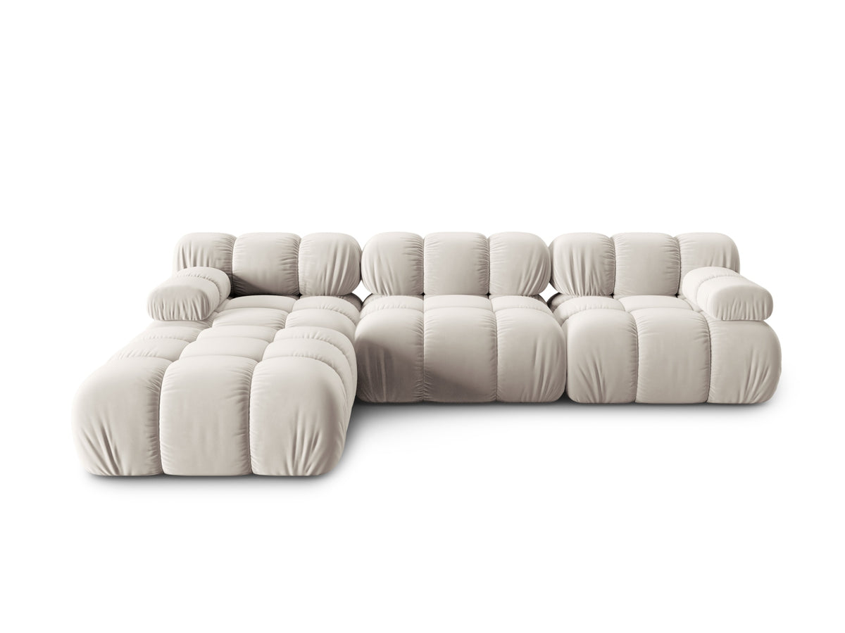 Bellis Velour modulares Sofa 4 Sitzer 188cm in Dark Beige-Bluvel präsentiert im Onlineshop von KAQTU Design AG. L-Sofa links ist von Micadoni